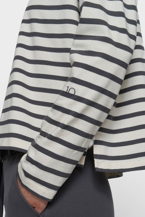 10Days Steel Blue boat neck top streep