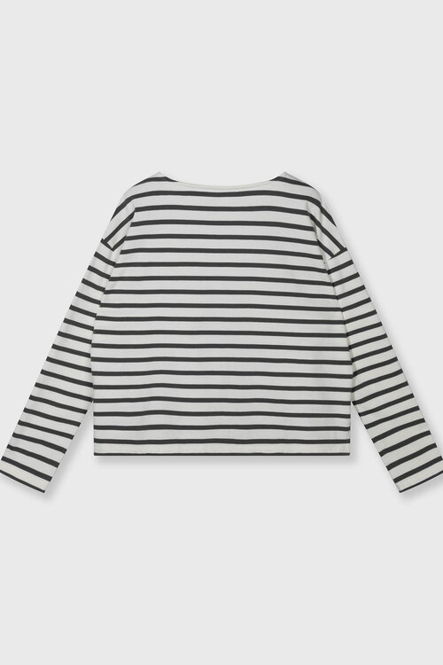 10Days Steel Blue boat neck top streep