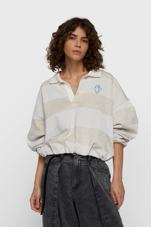 10Days balloon sweater stripes grijs
