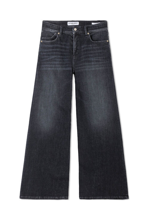 Cambio Donkergrijze Pallazo Flair Wide leg Jeans
