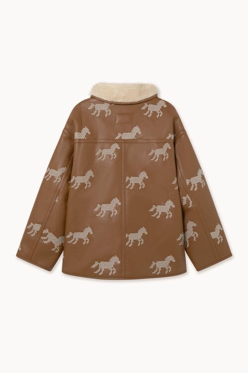 The Tiny Big Sister Coat faux fur horses Camel