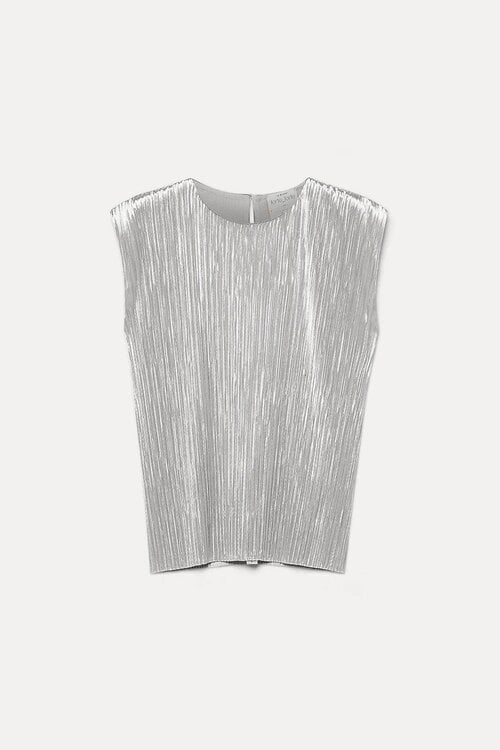 Forte_Forte Silky velvet top zilvergrijs