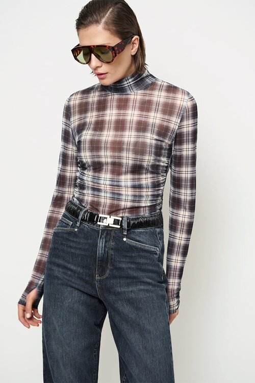 Dante 6 Multi Casha printed check mess top