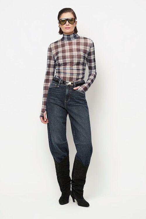 Dante 6 Multi Casha printed check mess top