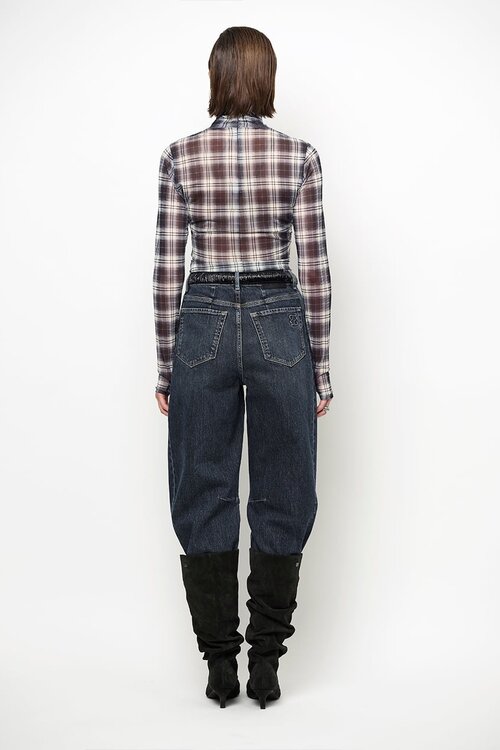 Dante 6 Multi Casha printed check mess top