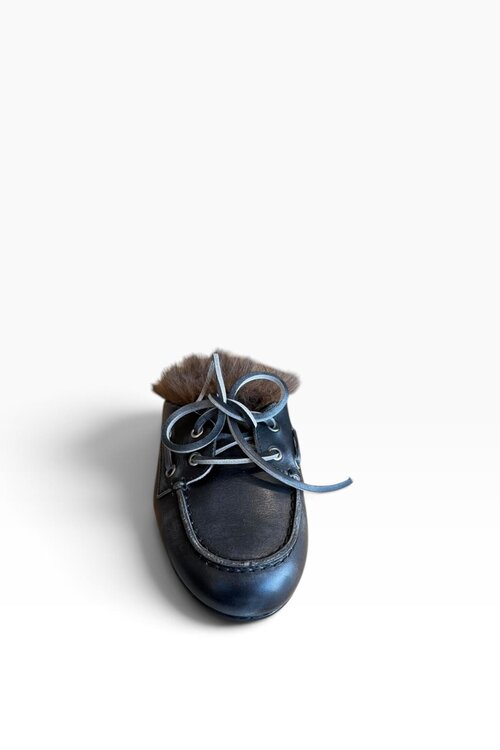 Posa Boat Loafer Mule Hairy Fur