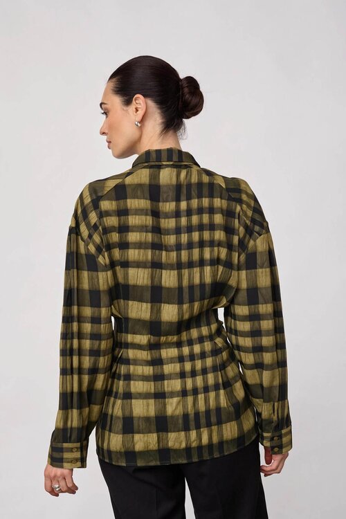 Co'couture Kyel Check Tie Shirt kaki