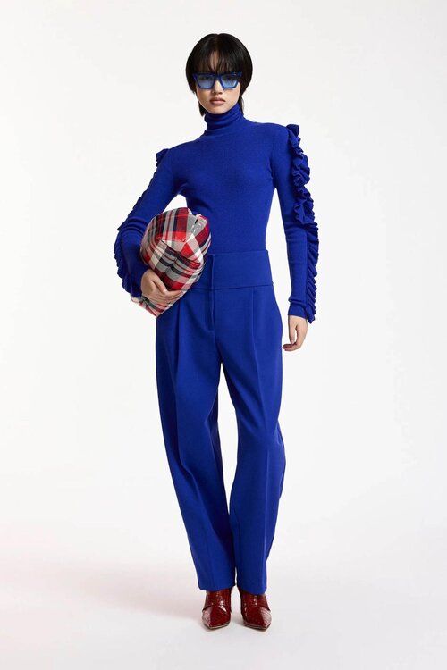 Essentiel Antwerp Trui met franjes Kobaltblauw