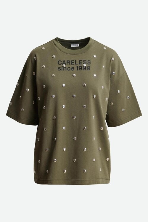 Essentiel Antwerp T-shirt met studs Kaki