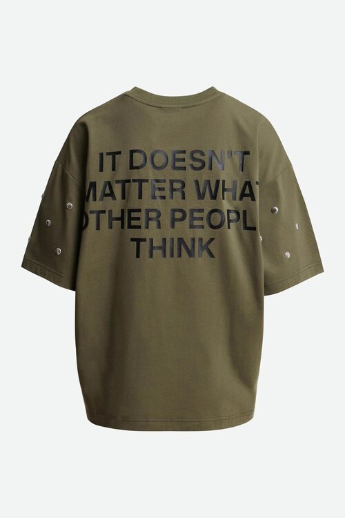 Essentiel Antwerp T-shirt met studs Kaki
