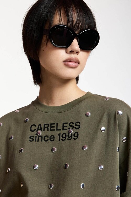 Essentiel Antwerp T-shirt met studs Kaki