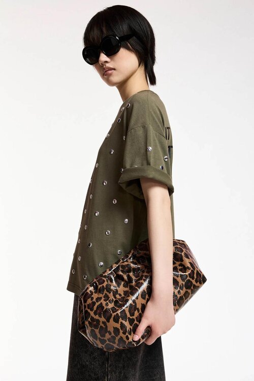 Essentiel Antwerp T-shirt met studs Kaki