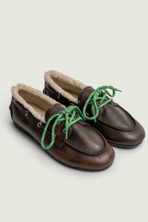 Posa Bruin Boat Loafer Fur Leather