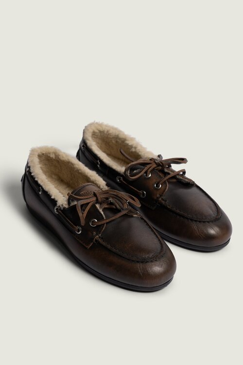 Posa Bruin Boat Loafer Fur Leather