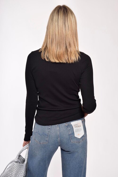Neeve Zwart rib lange mouw shirt