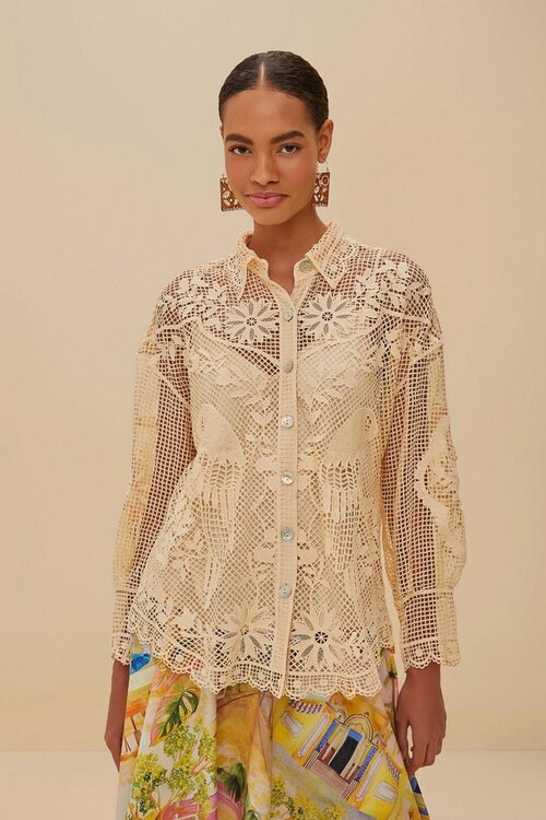 Farm Rio Beige Blouse Brodery