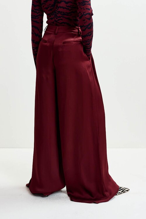 Essentiel Antwerp Bordeaux Wide Leg Pantalon