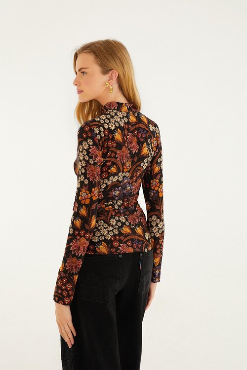 Farm Rio Zwart Turtleneck shirt