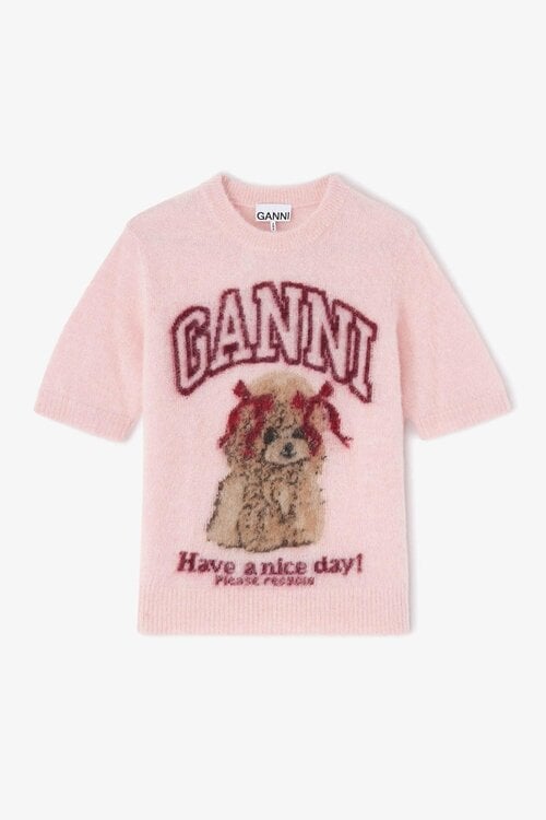 Ganni Roze Brushed Alpaca Shirt
