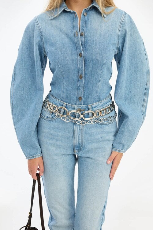 Rotate Blauwe Denim Fitted Shirt