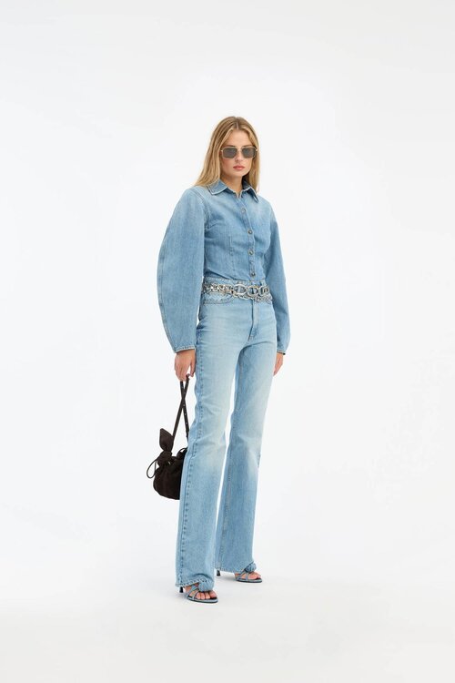 Rotate Blauwe Denim Fitted Shirt