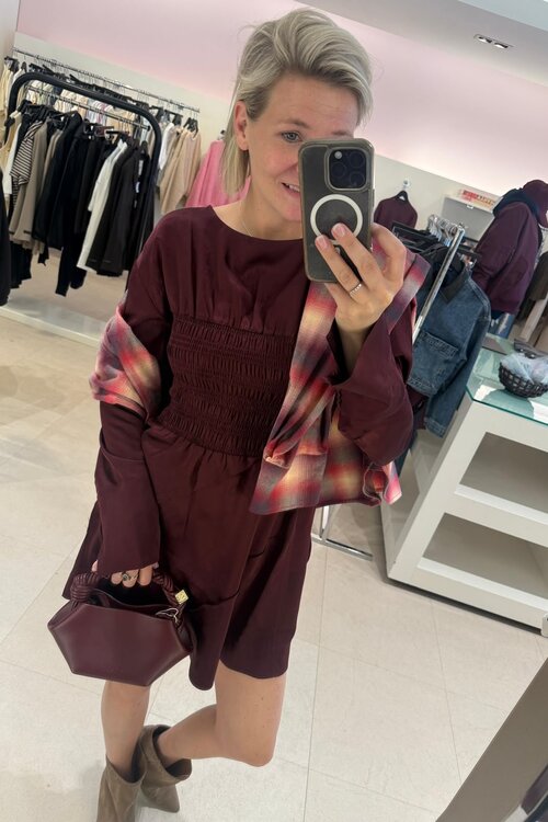 Ganni Bordeaux Midi Dress