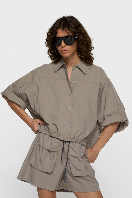 10Days wide crinkle jacket fog