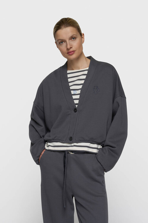 10Days cropped cardigan fleece blauw