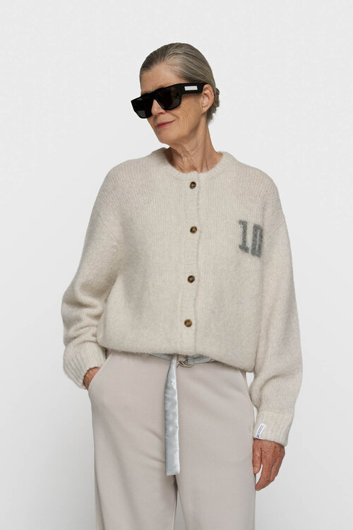 10Days hairy knit cardigan lurex ecru
