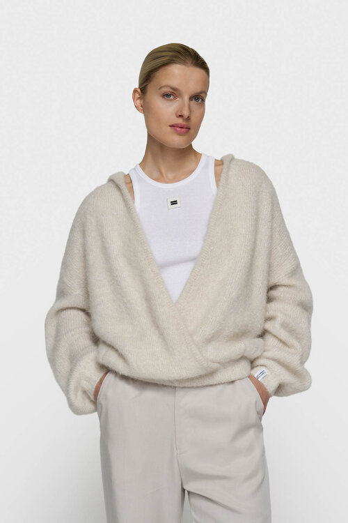 10Days hooded knit sweater lurex ecru