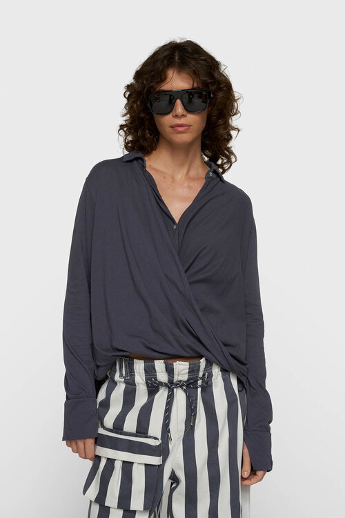 10Days wrap blouse steel blue