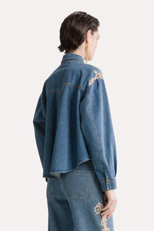 Forte_Forte Blauw Jeans boxy shirt
