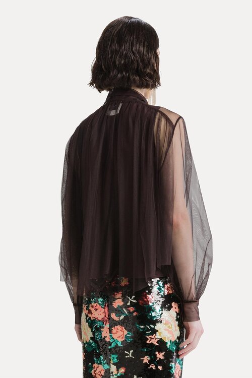 Forte_Forte Blouse mesh met sjaal