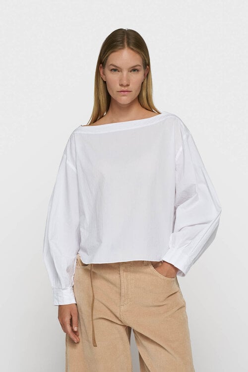 10Days boatneck blouse poplin wit