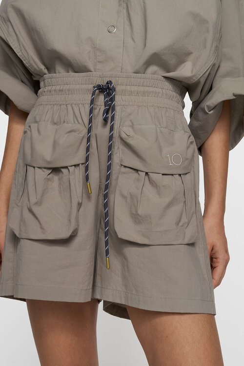 10Days crinkle utility shorts fog