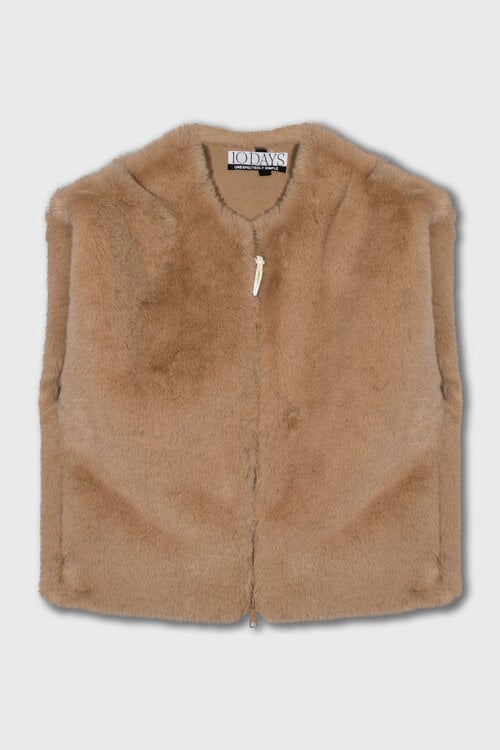 10Days sleeveless fluffy vest camel