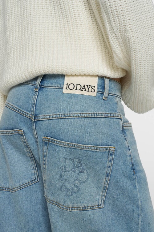 10Days wide tapered denim pants blauw