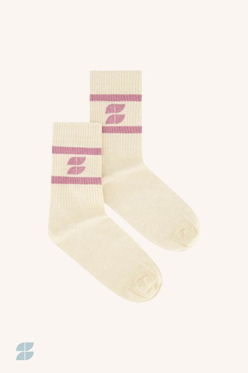 By Bar Roze Logo Sparkle Oyster Socks