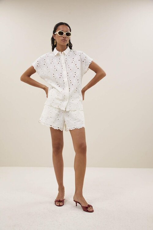 By Bar Off White Karly Flower Blouse