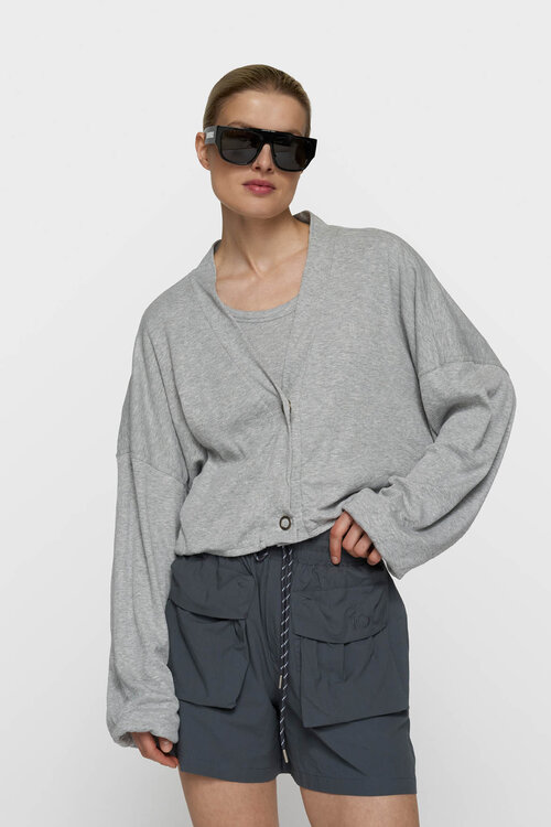 10Days soft rib cardigan grijs