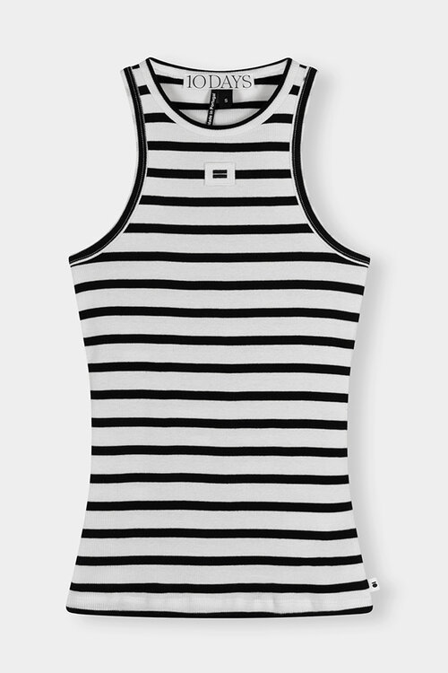 10Days white/black THE TANK TOP STRIPES