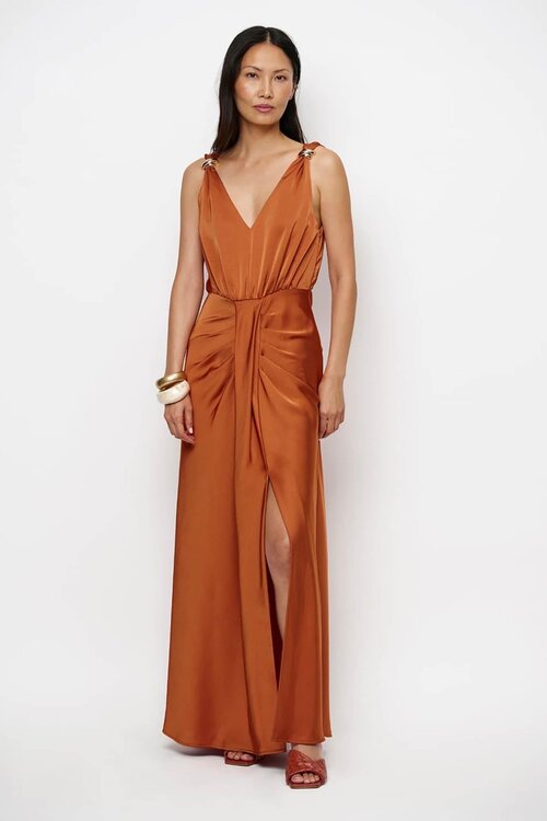 Dante 6 Orange Marcia satin maxi dress
