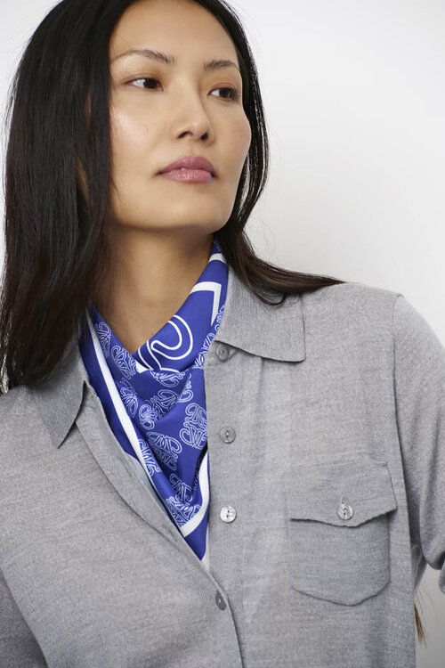 Dante 6 Blauwe Monogram chain scarf