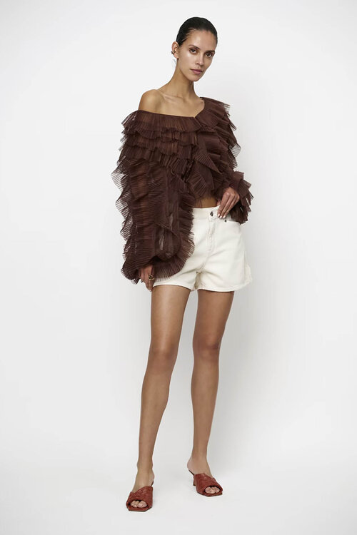 Dante 6 Bruine Phora tulle ruffled top