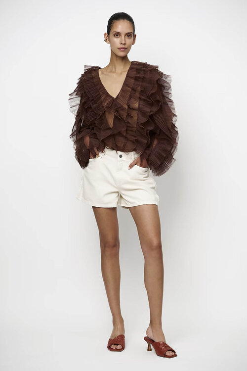 Dante 6 Bruine Phora tulle ruffled top