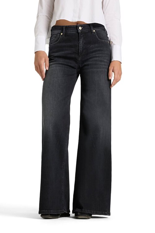 Cambio Donkergrijze Pallazo Flair Wide leg Jeans