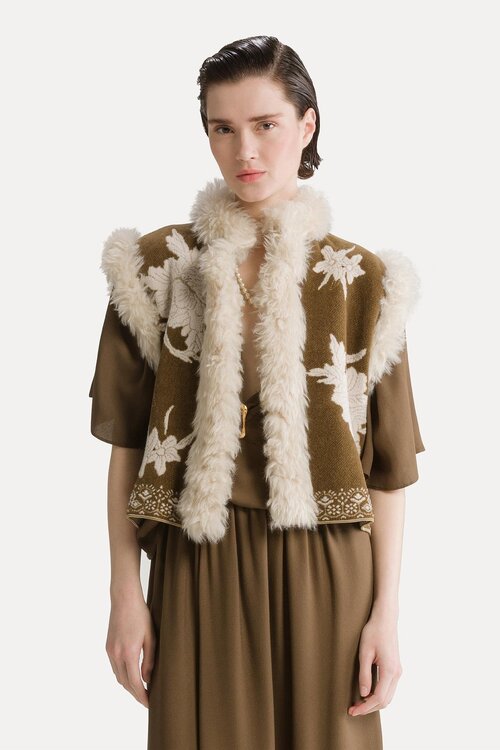 Forte_Forte Mouwloos vest camel