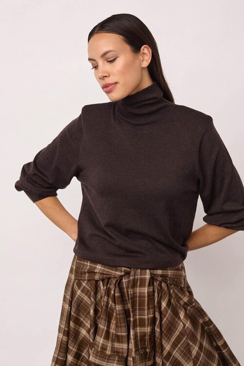 Co'couture Donkerbruine Cory Kol Knit