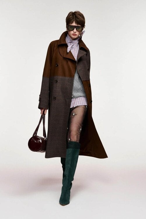 Essentiel Antwerp Trench Coat Patchwork Bruin