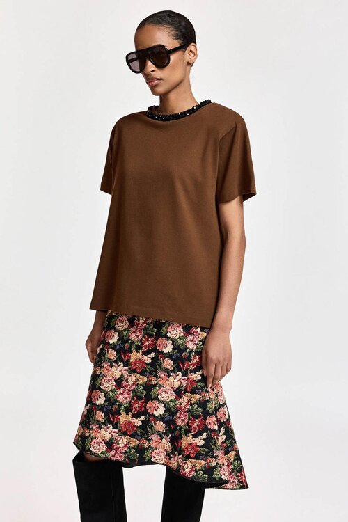 Essentiel Antwerp T-shirt met schouderpad Bruin